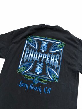 VTG Jesse Who West Coast Choppers Shirt Men’s XL Black Blue Biker Double Sided